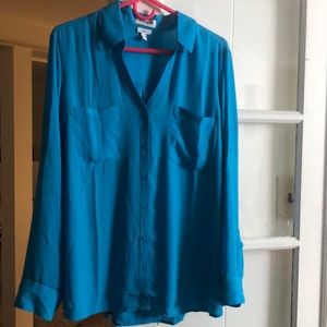 Express blue sheer portofino shirt, size XL.